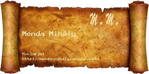 Menda Mihály névjegykártya